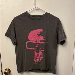 Gray T-Shirt with Pink Skull Design